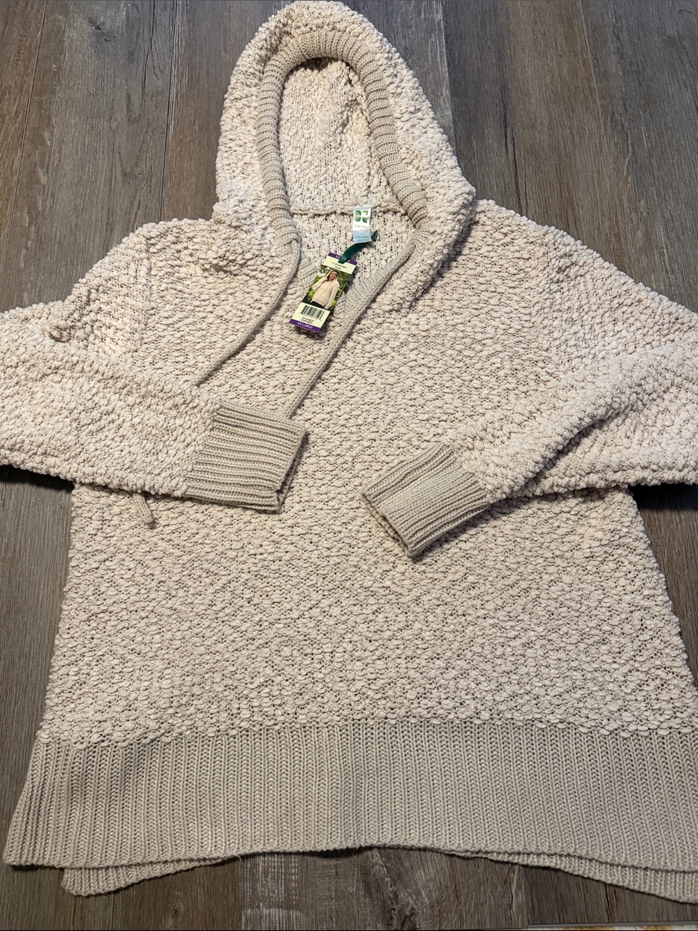 GreenTea Popcorn Knit Hooded Pullover